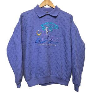 Cozy Shirt Hawaii Small Carmel By The Sea Sweatshirt VTG 80 Waffle Knit Purple